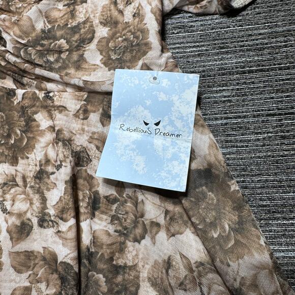 Rebellious Dreamer Blouse Top Women's S Brown Floral TH1340A - Picture 3 of 12